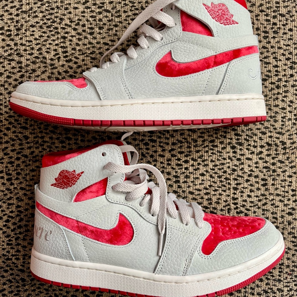 Nike Gray and Red High-Top Sneakers